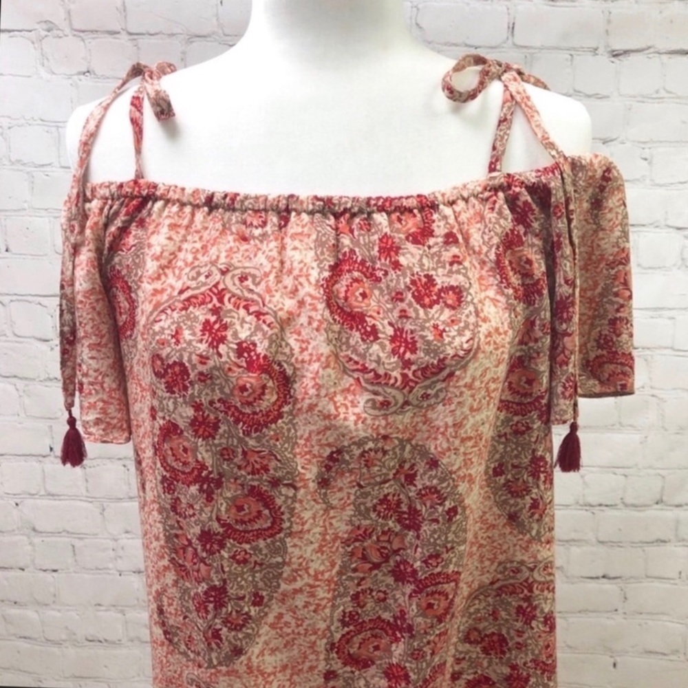 Madewell Festival Watercolor Silk Paisley Dress Size Medium Tie Shoulder G6410 - Picture 3 of 8